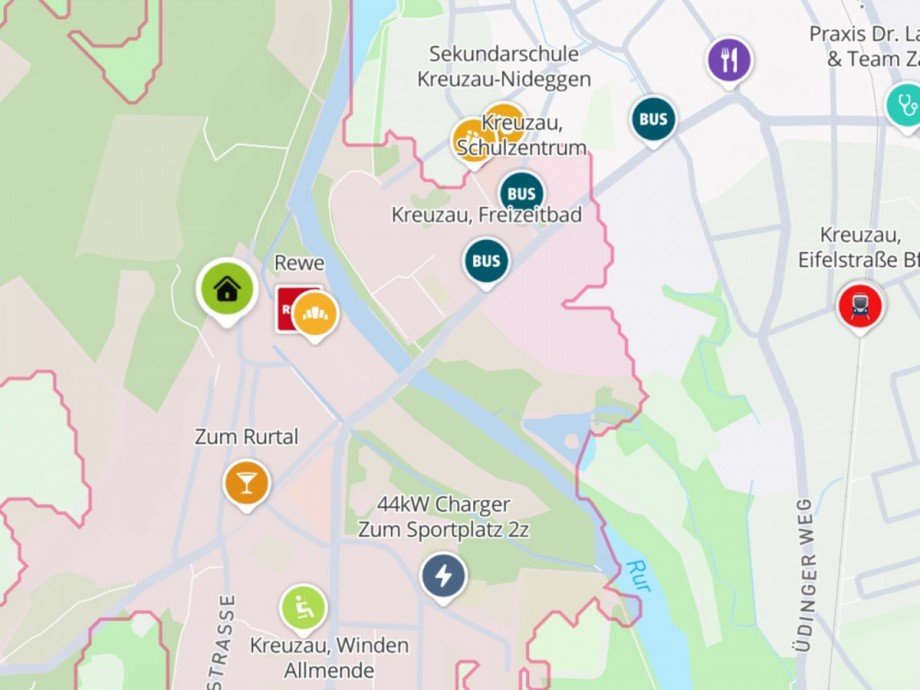Lageplan mit 10 min Fu�weg Einfamilienhaus Kreuzau