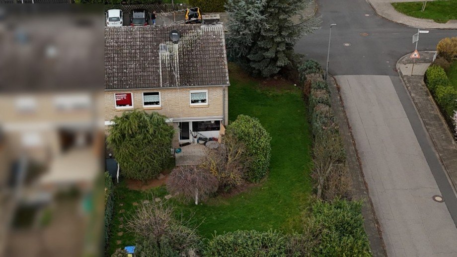 Luftaufnahme Garten Doppelhaush�lfte Kreuzau