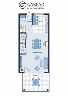 Grundriss EG Modernes Reihenmittelhaus in D�ren mit Garten und KfW 45 Standard