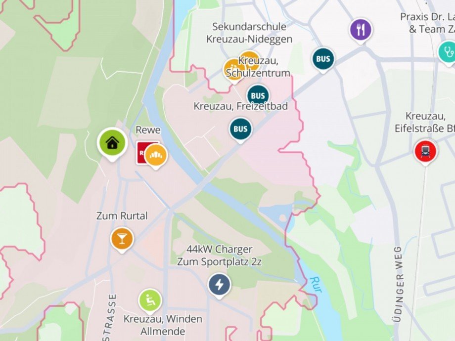 Lageplan mit 10 min Fu�weg Einfamilienhaus Kreuzau
