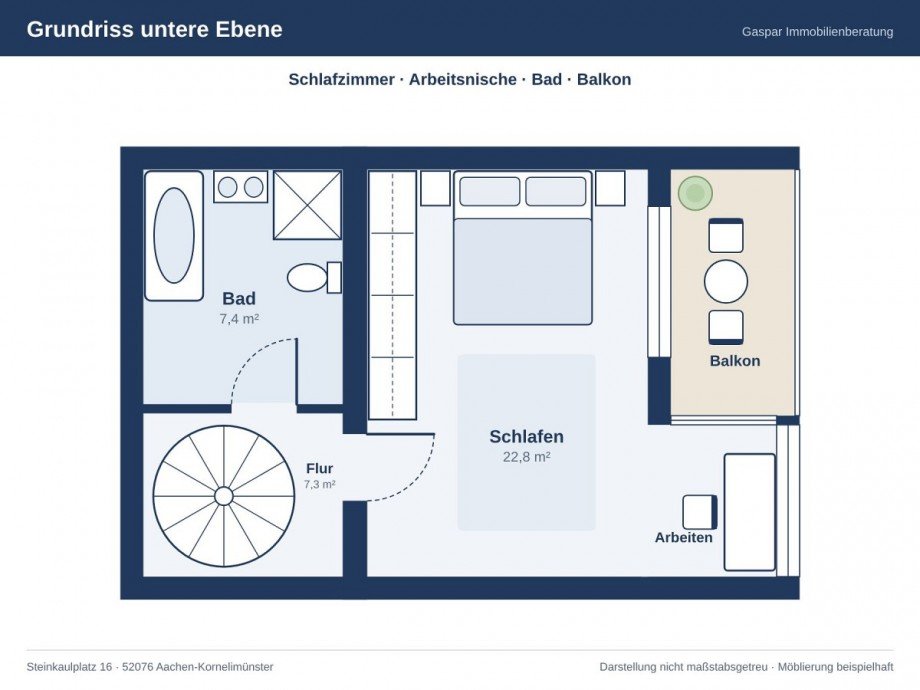 Grundriss untere Ebene Maisonettewohnung Aachen
